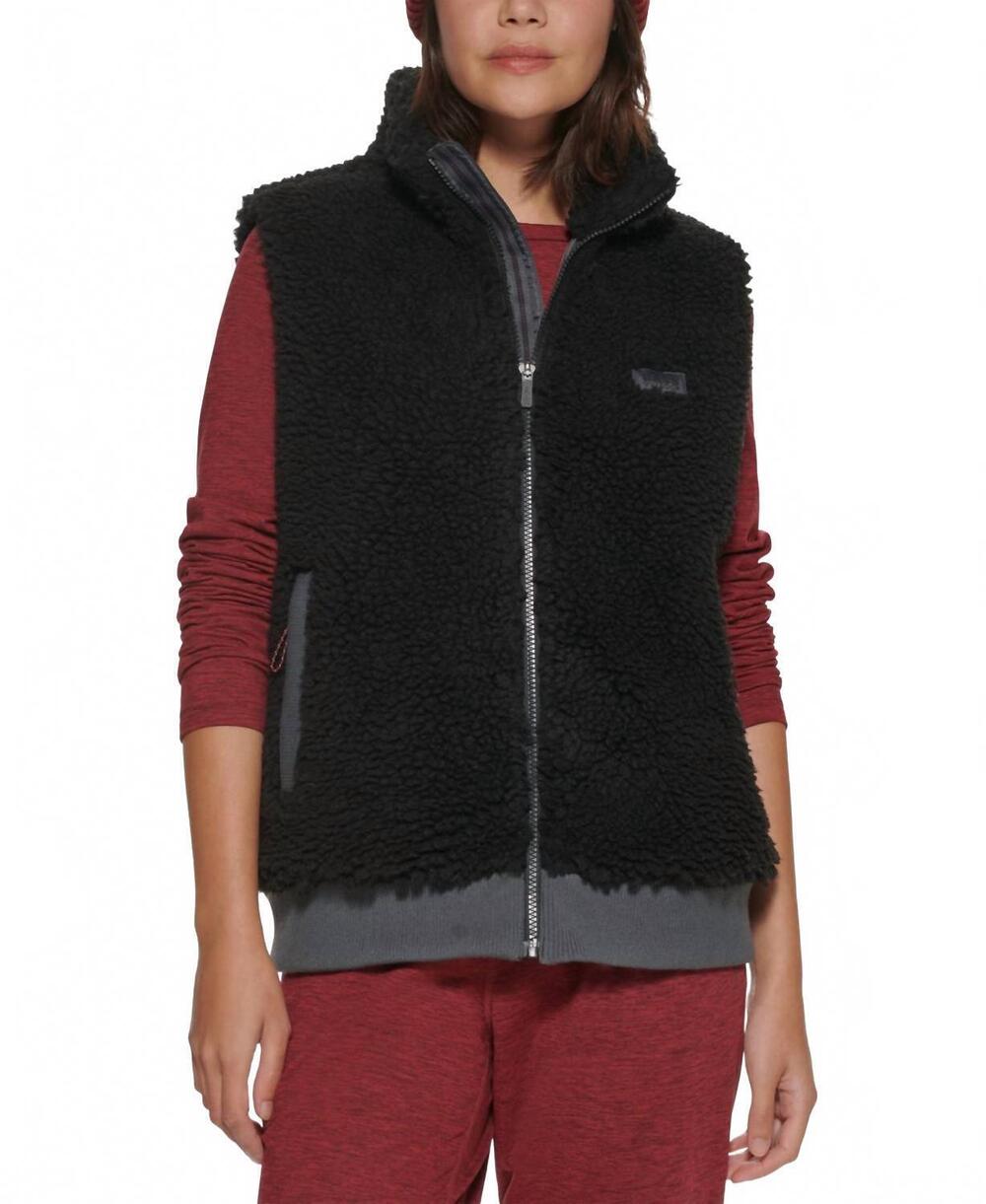 NEW BASS OUTDOOR route hiking faux sherpa vest in black